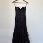 Vintage Black Lace Rhinestone Embellished Mermaid Style Strapless Formal Dress Size 10 Photo 9
