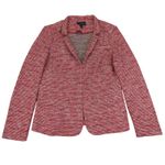 Talbots Womens Unstructured Blazer 10 Red Tweed Cotton Career Jacket Cardigan Photo 0