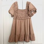 English Factory Mini Dress with Puff Sleeves Taupe Photo 5