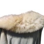 Real Fox Fur Collar Coat Belt Light Gray Wool Satin Lining Project or Parts Size 12 Photo 4