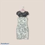 Vintage silk sheath dress cap sleeve abstract print floral lace S/M Size 6 Photo 4