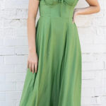 Moon River  Women's Green Puff Sleeve Midi Dress Photo 0