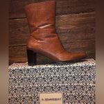 vintage A. Marinelli boots by Marinelli Genuine Leather Floral Embossed Brown Size 8.5 Photo 1