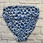 Tahari  Womens Shirred High Waist Bikini Bottom Blue Dot Size M New Photo 2