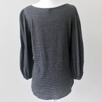 Max Studio  Cotton Black White Stripe Scoop Balloon Long Sleeve Blouse Top Medium Photo 3