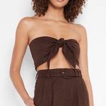 EXPRESS linen blend tie front bandeau top Photo 0