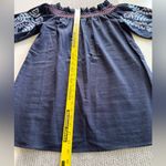 Rebellion Navy Blue Embroidered Cotton Off the Shoulder Loose Fit Shift Dress M Photo 9
