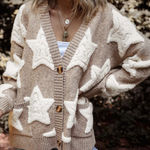CLARE SHERPA STAR CARDIGAN Tan Photo 0