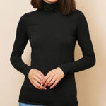 MAJESTIC FILATURES SOFT TOUCH LONG SLEEVE TURTLENECK IN NOIR‎ Black Size XS Photo 0