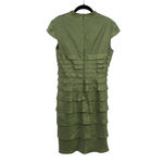 Adrianna Papell  Sheer Tiered Sheath Dress Light Green Short Cap Sleeve Womens 6 Photo 2