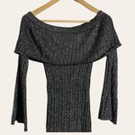 Keepsake  The Label Black Metallic Off Shoulder Knit Long Sleeve Dress S Photo 5