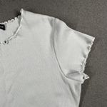 Brandy Melville  Shirt Womens Small Light Blue Lettuce Hem Ribbed Made in Italy Photo 4