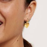 Love Heart Dangle Drop Earrings for Women Gold Photo 2