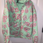 Wild Fable Green Pink Quilted Coat Jacket Zip Up Women's Size Large Photo 0