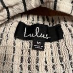 Lulus Fairlyn ivory and blue linen blend striped tie front crop top, size Medium Photo 2