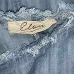 Elan  Pocket Denim Womens Shift Dress Size M Cold Shoulder Frayed Hems Blue Photo 6