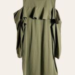 Torrid  Olive Green Ruffled Knit Cold Shoulder Sweatshirt Dress 2X Photo 4