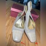 Bruno Magli Cream Canvas Band Slingback Heels with Cap Toe Size 10 White Photo 4