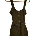 Evereve Dark Green Crimped 100% Cotton Sleeveless Button Front Romper Medium Photo 0