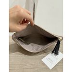 Kate Spade Pebble Leather Zip Up Pouch Clutch with Tassel Trim Gray Photo 5