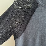 Lucky Brand  Waffle Knit Thermal Crochet Eyelet Lace Sleeves, Grey/Black, Med Photo 7