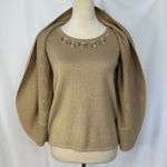Laura Scott  Petite Sweater Embellished Gold Knit Cardigan Women's‎ Small Petite Photo 2