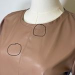 Lavender Brown New! ‘Kelly’ Tan Faux Leather Puff Sleeve Top Women’s Size XS Photo 10