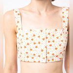 Batsheva Floral Strawberry Bralette Blouse Crop Top Medium Pink Photo 6