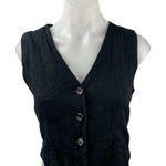 Abercrombie & Fitch  Black Linen V Neck Sleeveless Button Up Vest Tank Top Size S Photo 0