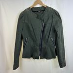 Free People  Peplum Olive Denim Military Utility Jacket Size 12 Photo 8