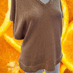 Ralph Lauren Lauren  Knit V Neck Tan Sweater with Short Sleeves‎ Size XL Photo 0