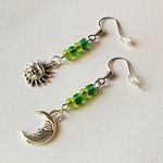 Handmade moon & sun boho fairly retro hippie dangle earrings 🌞🌙✨ 🍃 Photo 2