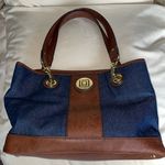 Liz Claiborne  TOTE/SHOULDER BAG DENIM FAUX LEATHER Photo 0