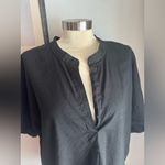Vince Linen Popover Short Sleeve Top in Black Photo 6