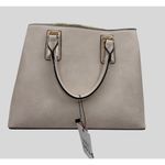 Rosani Cream Faux Leather Structured Satchel Tote Handbag Purse 10" x 13" x 5 " Tan Photo 3