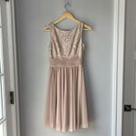 Jessica Howard  Lace Chiffon Midi Dress Beige Neutral Photo 1