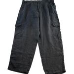 Rachel Roy XL Pants Linen Crop Tapered Leg Cargo Pocket Boho Grunge Lightweight Black Photo 1