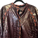 KOOS of Course! Reversible Snake Print Vinyl Jacket Size 1X A63817 Brown Photo 2
