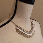 Loft Signed Gold Tone Beaded White Costume Necklace Adjustable Length Ann Taylor Photo 3