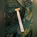 Free People  Clarrisa Floral Printed Blouse in Sea Combo Green XS Photo 4