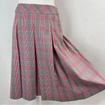 Brooks Brothers Plaid Pleated A-Line Knee Length Skirt Black White Red Size 4 Photo 1