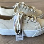 Superga  Cream Leather Platform‎ Sneakers Size: 6.5 Photo 4