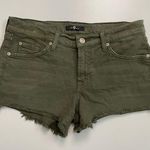 7 For All Mankind Shorts Cut Off Raw Hem Denim Jean Pockets Olive Army Green Photo 0