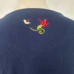 Breckenridge Embroidered Birdhouse Cardigan Sweater Women Petite Medium Navy Photo 4