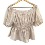 Dorose Off Shoulder Ruffle Top Neutral Milkmaid Size M Photo 10