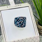 Dillard’s Cocktail Ring Teal Multi Crystals Statement Fashion Size 7 Silver NIB Silver Photo 7