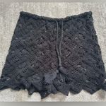 AQUA  Crochet Shorts Women's Small Natural Tasseled Tie Closure Pull On Festival Photo 1