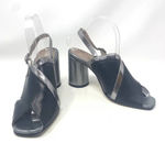 Ouigal Metallic Slingback Heels‎ Black Silver Size 8.5 Photo 3