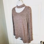 White Birch  Stripe Choker Top Cutout Long Sleeve Wrap Burgundy Gray S Photo 2