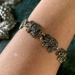 VTG Linked Marching Elephant Sterling Silver Bracelet Marcasite 7.25” Photo 5
